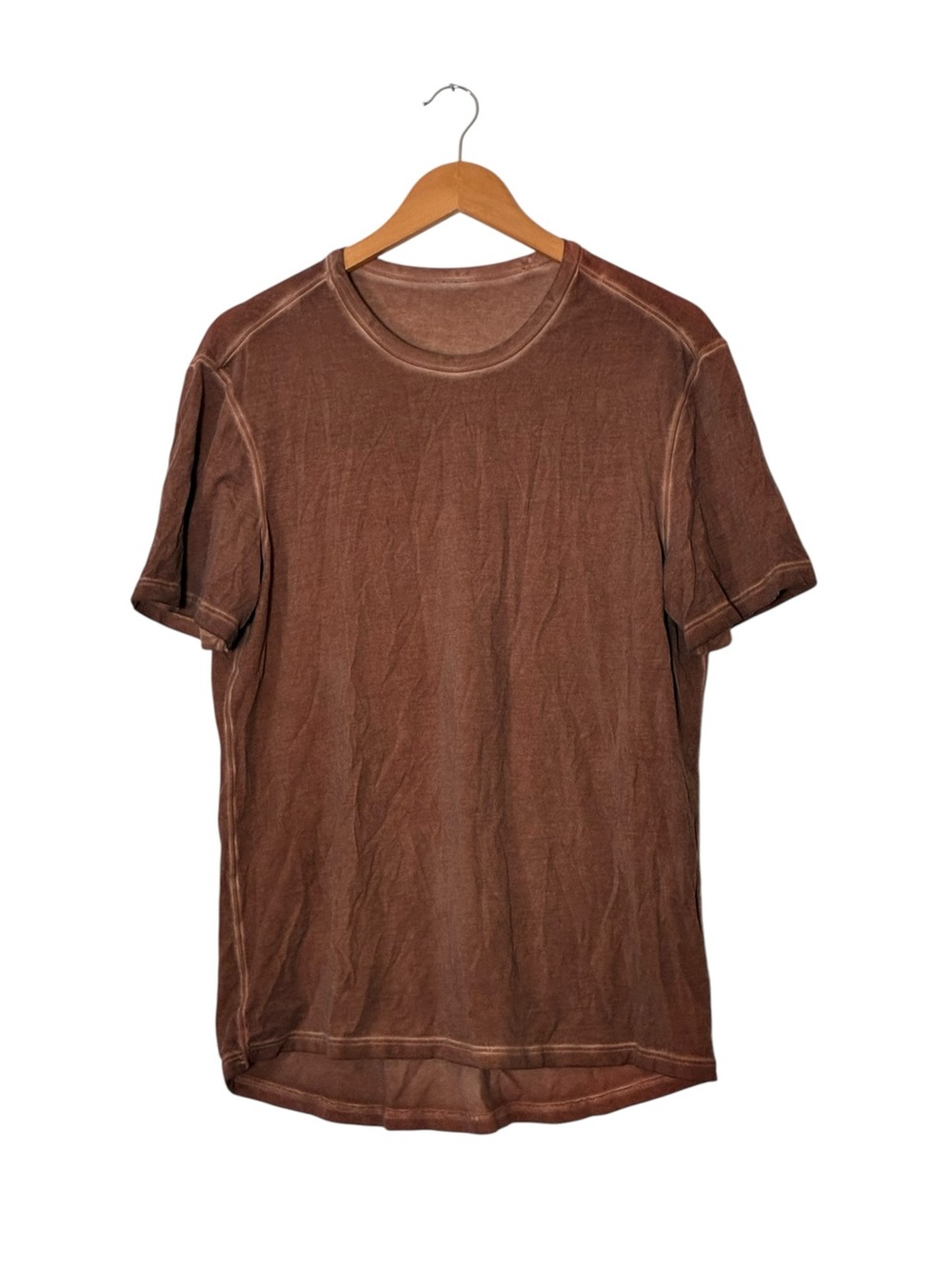 Lululemon | LIKE NEW Washed distressed brown crew neck short sleeve t-shirt lg